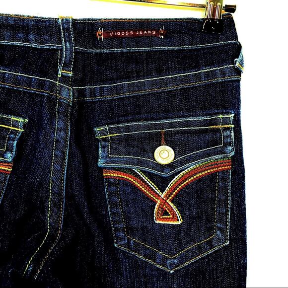 Vigoss Jeans Fancy Stitch Pocket Dark Stretch Jeans Waist 29-30 Inch SZ 14.5 - Picture 3 of 12